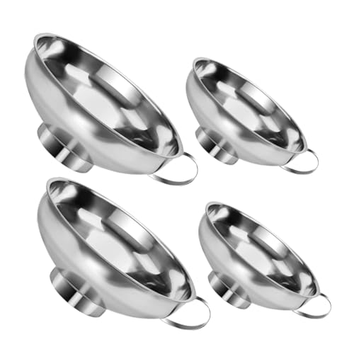 Ciieeo 4 STÜCKE Teiliges Edelstahl Einmachtrichter Breiter Öffnung und Griff für Öl Marmelade Bohnen und Flüssigkeiten Auslaufsicher Vielseitig Einsetzbar für Küche und Einmachgläser von Ciieeo