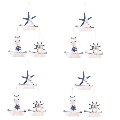 Ciieeo 4 Sätze Segelmodell Ornament Dampfer Kleinigkeit Nautisch Meer Segelboot Wohnzimmerdeko Tischdeko Esstisch Holzboot Handwerk Segelbootfigur Aus Holz Harz 3 Stück * 4 von Ciieeo