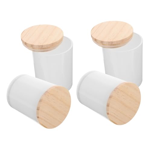 Ciieeo 4 Stück Kerzengläser mit Bambusdeckel Kleine Teelichtbehälter aus für DIY Kerzenherstellung Leichtes Modernes Design für Tischdekoration und Besondere Anlässe von Ciieeo