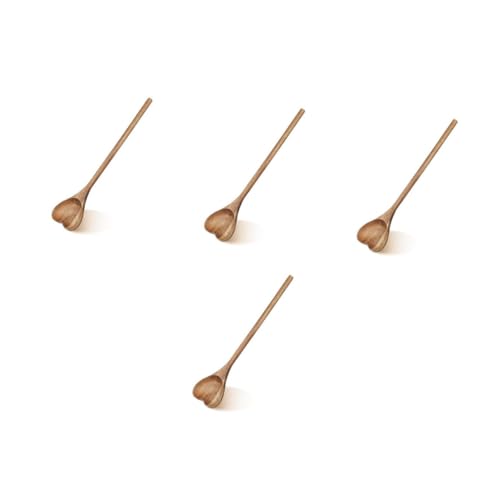 Ciieeo 4 Stück Liebevoller Multifunktionaler Holzlöffel mit Ergonomischem Griff Hitzeförmigem Kopf zum Honigrühren Dessertservieren für Kaffee Haushalt Büro und Geeignet von Ciieeo