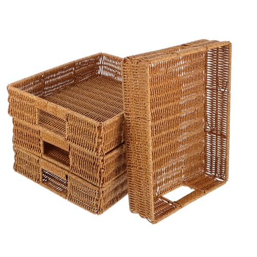 Ciieeo 4 Stück Obstschale Brotkorb Korb für Obst Servierkörbe dekorativer Korb geflochtener Snackkorb handgefertigtes Obstkorb Essenskörbe zum Servieren Eisen Kaffee Wiederverwendbar von Ciieeo