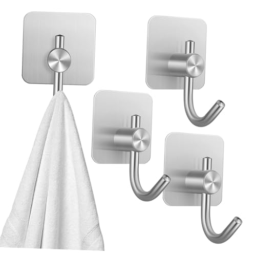 Ciieeo 4 Stück Selbstklebende Wandhaken aus Robuste Handtuch und Kleiderhaken für Badezimmer Bohren Erforderlich Design Hohe Tragfähigkeit von Ciieeo