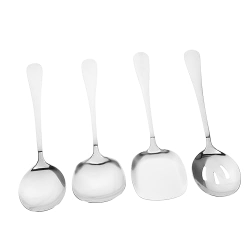 Ciieeo 4 Stück Servierlöffel Teiliges mit Langem Dickem Griff Robust Spülmaschinenfest Vielseitig für Restaurant Buffet Familienfeier Party und Catering Große Suppen und Schöpflöffel von Ciieeo