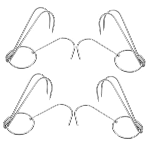 Ciieeo 4 Stück Teiliges Edelstahl Doppelhaken für Outdoor Grill Stabiles Rundring Design zum Aufhängen von Braten Bauchspeck und Roast Leicht Transportierbar für Bbq und Räuchern von Ciieeo