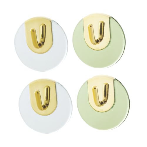 Ciieeo 4 Stück Teiliges Selbstklebender Wandhaken Transparent und Grün Vielseitig für Schlüssel Hüte Handtücher Einfache Montage ohne Bohren Platzsparend für Zuhause und Tür von Ciieeo