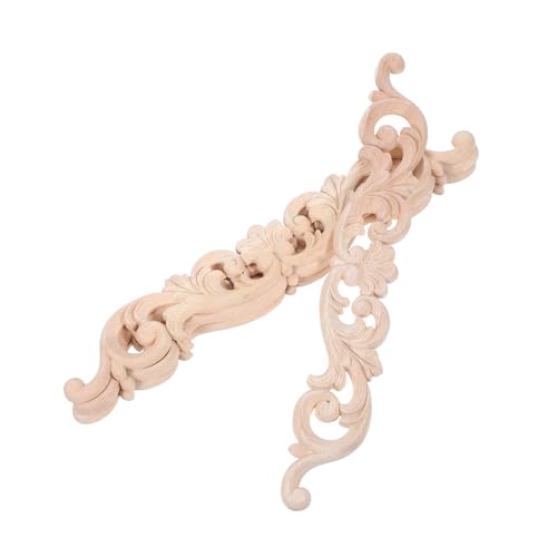 Ciieeo 4 Stück Teiliges Set Holzapplikationen Lang Geschnitzte Holzblumen Ornamente Vintage Europäischer Stil Reliefdesign für Wand Tür Schrank Spiegel Kommode Treppe DIY Dekoration Beige von Ciieeo