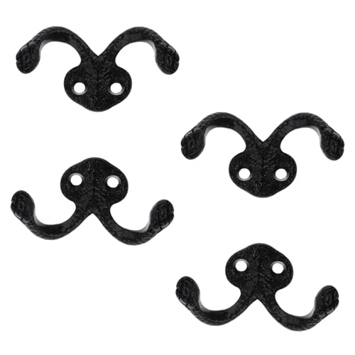 Ciieeo 4 Stück Teiliges Wandhaken aus Robuste Badezimmerhaken für Handtücher und Mäntel Wandmontage Retro Design Schwarz von Ciieeo