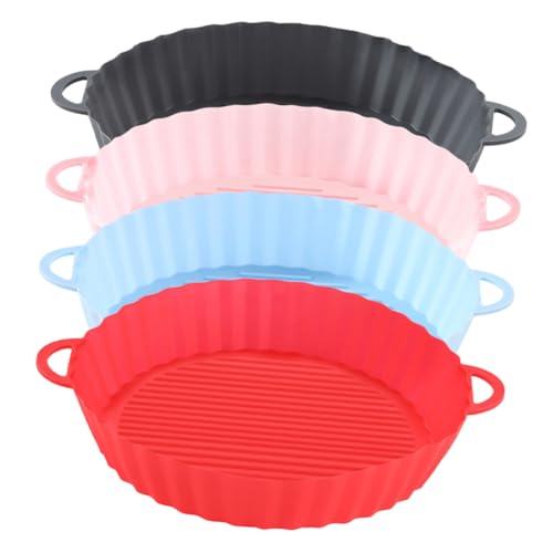 Ciieeo 4 Stück Wiederverwendbare Silikonmatten für Heißluftfritteuse Teiliges Rot Blau für Backen Zubehör für Ihre Fritteuse von Ciieeo