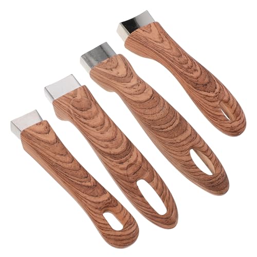 Ciieeo 4 Stück abnehmbare Topfgriffe aus Holz, Ersatzgriffe für Töpfe mit langem Griff für Milchtopf, Bratpfanne, Kochtopf, antihaftbeschichtetes Kochgeschirr-Zubehör von Ciieeo