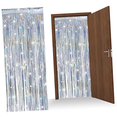 Ciieeo 4stücke Lametta Vorhang Silberne Fransen Vorhang Dekoration Für Parties Hochzeiten Und Abschlussfeiern Wiederverwendbare Folienfransen Für Elegante Atmosphäre von Ciieeo