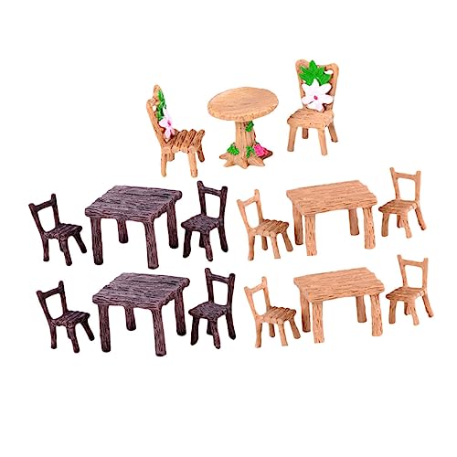 Ciieeo 5 Sätze Miniatur Tisch Stühle Set Teilig Resin Weihnachtsstil Bunte Farben Garten Landschaft Dekoration Desktop Aquarium Ornament Kreative Wohnkultur von Ciieeo