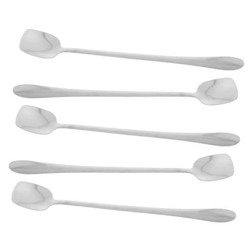 Ciieeo 5 Stück Teiliges Rührlöffel mit Langem Griff Quadratischer Kopf für Gleichmäßiges Mischen als Cocktail und Kaffeelöffel Geeignet für Tiefe Gläser und Tee Getränke von Ciieeo