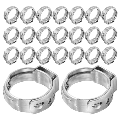 Ciieeo 50 Stück Einzelohr-Schlauchschellen, Edelstahl, Klemmschellen, 17,8–21 mm, verstellbare Rohrreparaturbeschläge für Gartenschlauch, Drahtkabel Ciieeo 50 Stück Einzelohr-Schlauchschellen, Edelstahl, Klemmschellen, 17,8–21 mm, verstellbare Rohrreparaturbeschläge für Gartenschlauch, Drahtkabel von Ciieeo
