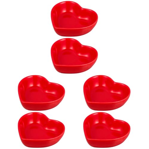 Ciieeo 6 Stk Herzförmiges Saucenteller-set Beilagenschale Sauce Tassen Kleine Schüsseln Mini-tauchschälchen Dip-sauce-becher Tauchplatte Soßengerichte Zum Dippen Dip-gerichte Keramik Rot von Ciieeo