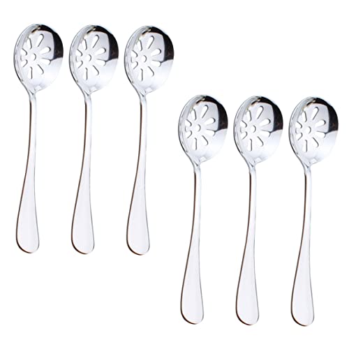 Ciieeo 6 Stück Teiliges Edelstahl Schlitzlöffel Kleine Servierlöffel Praktisch Leicht Tragbar Für Küche Obst Dessert Servieren Robust Bpa frei Spülmaschinengeeignet von Ciieeo