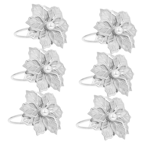 Ciieeo 6 Stück Teiliges Metall Serviettenringe mit Perlenverzierung Filigraner Serviettenhalter Eleganter Napkin Ring für Hochzeit Fest Party und Tischdeko Silberfarben Langlebig und Ciieeo 6 Stück Teiliges Metall Serviettenringe mit Perlenverzierung Filigraner Serviettenhalter Eleganter Napkin Ring für Hochzeit Fest Party und Tischdeko Silberfarben Langlebig und von Ciieeo