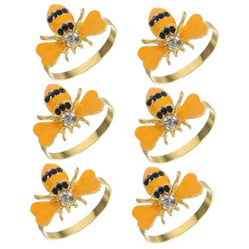 Ciieeo 6 Stück Teiliges Napkin Rings aus Legierung Bienenförmige Serviettenringe Stabile Schnallen für Tischdekoration Vielseitig Einsetzbar als Serviettenhalter für Weihnachten und von Ciieeo