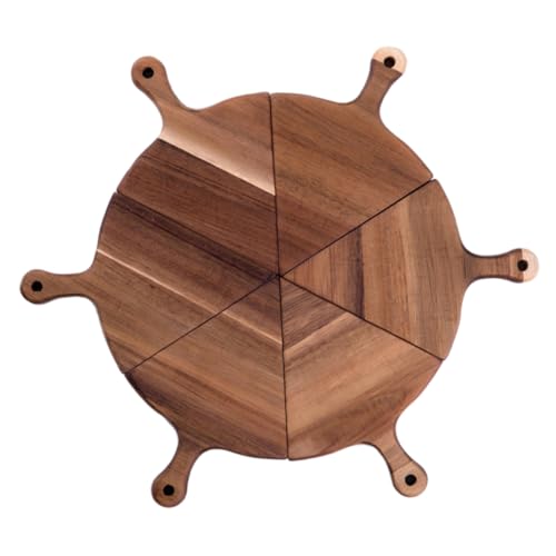 Ciieeo 6 Stück Teiliges Set Eleganter Holz Pizzateller Teilbarer Steak Servierteller für Verschiedene Anlässe Nachhaltiges Holzmaterial Leicht und Praktisch von Ciieeo