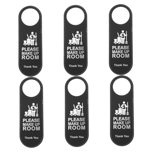 Ciieeo 6 Stück Teiliges Türschild aus Leder Doppelseitig mit Nicht Stören und Bitte Reinigen Aufschrift Hotel Türanhänger für Büro und Gästezimmer Langlebig und Sichtbar von Ciieeo