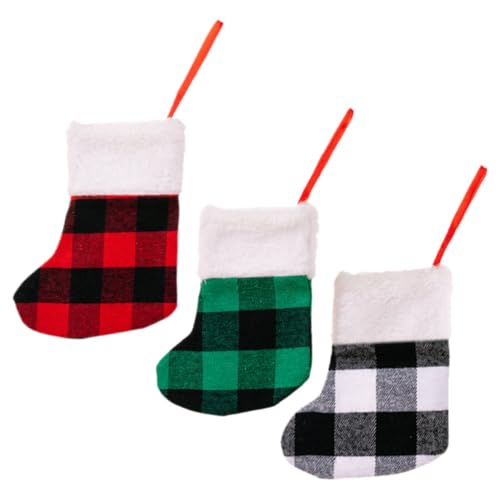 Ciieeo 6 Stück Teiliges Weihnachtsstrümpfe Karomuster Farben Mix Hängende Geschenkbeutel für Christbaum Kamin und Fenster Leichte Kompakte Xmas Deko für Süßigkeiten und Kleine Geschenke von Ciieeo
