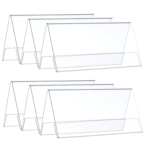 Ciieeo 6 Stück Tischaufsteller Sitzplatzkarten Transparent Multifunktional für Büro Tagungen Partys Namensschilder Displays Stabile Wiederverwendbare Tischschilder von Ciieeo