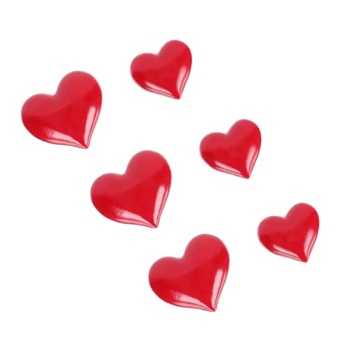 Ciieeo 6st Kühlschrankmagnet Herzmagnet Rote Liebesherzverzierung Liebe Herz Aufkleber Weihnachtsmagnetaufkleber Kühlschrank Dekoration Kühlschrank-Mini-Magnete Niedlich Ornamente Harz 3D von Ciieeo