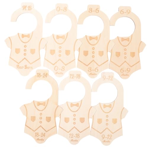 Ciieeo 7 Stück Teiliges Kleiderschrank Trennwände Holz Langlebige Babykleider Organizer mit Großem Monatsmuster Sicherer Haken Glatte Oberfläche für Babyzimmer und Wickelkommode von Ciieeo