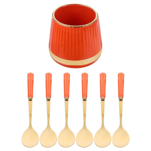Ciieeo 7-teiliges Mini-Dessert- und Espresso-Rührstäbchen mit Löffel, Organizer-Glas, Kaffee-Servierbesteck für Partys zu Hause und Feiertagsveranstaltungen, Orange Ciieeo 7-teiliges Mini-Dessert- und Espresso-Rührstäbchen mit Löffel, Organizer-Glas, Kaffee-Servierbesteck für Partys zu Hause und Feiertagsveranstaltungen, Orange von Ciieeo