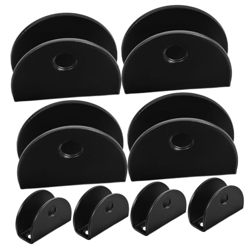 Ciieeo 8 Stück Teiliges Edelstahl Glasclip Halbrund Glasregalhalter Spiegelbefestigung Klemmhalter für Glasplatten Mittelgroß Schwarz von Ciieeo