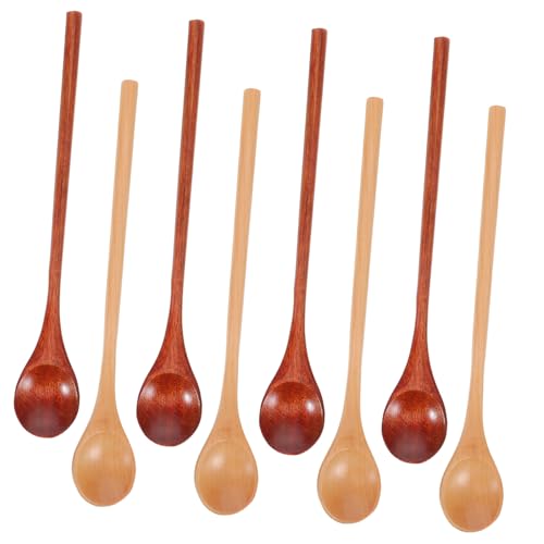 Ciieeo 8 Stück Teiliges Holz Rührlöffel mit Langem Griff Honiglöffel und Küchenlöffel aus Nanmu und Buchenholz Hitzebeständig Schonend für Kochgeschirr zum Rühren von Soßen Honig und von Ciieeo