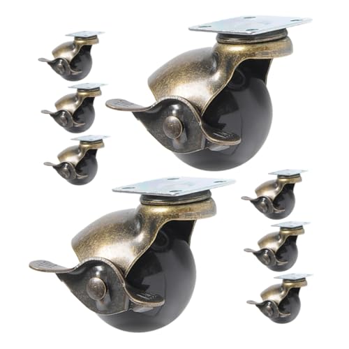 Ciieeo 8 Stück Teiliges Möbel lenkrollen mit Bremse Vintage Kugelrollen in Retro Bronze Geräuscharm und Bodenschonend Geeignet für Bürostühle Sofas Betten Schränke und Werkbänke von Ciieeo