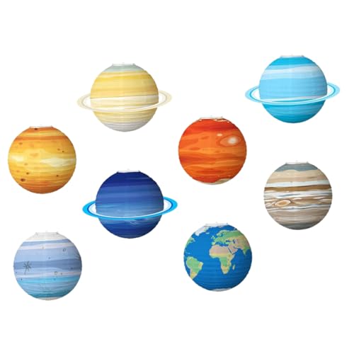 Ciieeo 8 Stück Teiliges Planetarische Papierlaternen Leuchtende Paper Lanterns Robuste Weltraum Deko für Kindergeburtstag Innen und Außenbereich Vielseitig Hängbar Farbenfrohe Lampions von Ciieeo