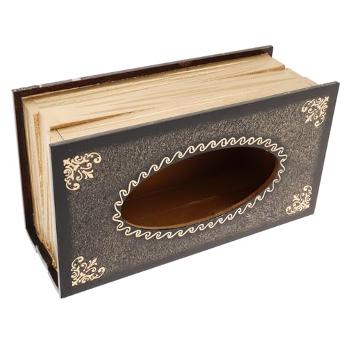 Ciieeo Antike Buch Optik Napkin Holder aus Holz Retro Tissue Box für Zuhause Büro Stilvoller Taschentuchspender Praktischer Serviettenhalter für Schlafzimmer Badezimmer Küche Dekorative von Ciieeo