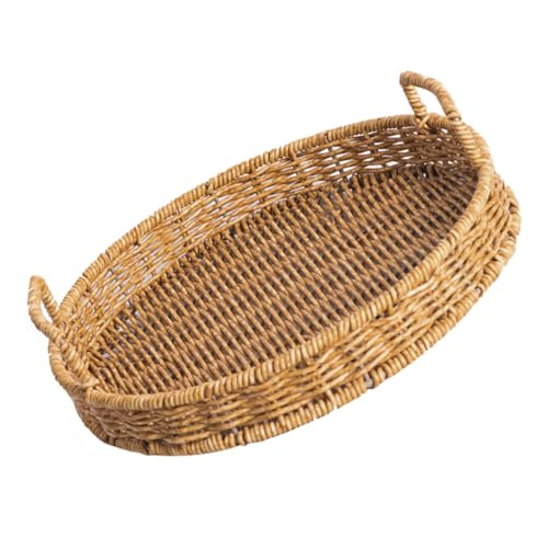 Ciieeo Vielseitiges Rundes Korbtablett – Deckel Für Serviertablett Aus Rattan-imitat Für Die Küche Brotkorb Für Den Tisch Obsthalter von Ciieeo