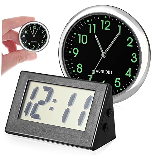 Ciieeo Auto Armaturenbrett Quarzuhr Mini Luminous Dashboard Uhr mit Einstellknopf Leuchtzeiger und Digitalanzeige für Sicheres Fahren Langlebig Selbstklebend für Auto Büro und Zuhause von Ciieeo