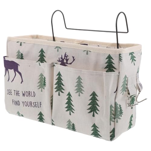 Ciieeo Beige Stoff Betttasche zum Einhängen mit Stabilen Haken Geräumiger Bett Organizer für Handy Zeitschriften Brillen für Studentenwohnheim und Krankenhausbett Praktische von Ciieeo