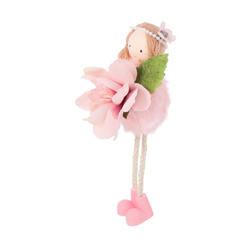 Ciieeo Blumenengelmädchen klein Puppe Blumen- drinnen Festival Foyer-Ornament Hängende Verzierungen Form Frühlingsfestbevorzugung Frühlingsdekoration Feder hängende Verzierung Stoff Rosa von Ciieeo