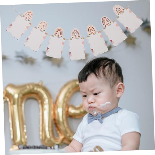 Ciieeo Boho Fotogirlande Geburtstag Banner aus Papier Stilvolle Regenbogen Deko für Babyfoto Hängende Bohemian Geburtstag Party Wanddekoration von Ciieeo