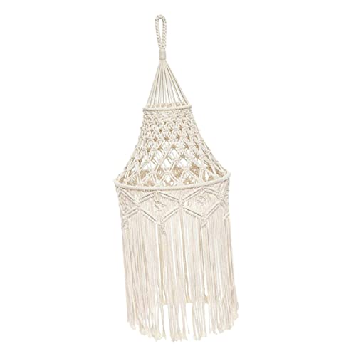 Ciieeo Boho Handgewebter Lampenschirm aus Makramee Natürlicher Kronleuchter Abdeckung für Wohnzimmer Schlafzimmer Vielseitige Deckenlampen Aufhängung Langlebig und Dekorativ von Ciieeo