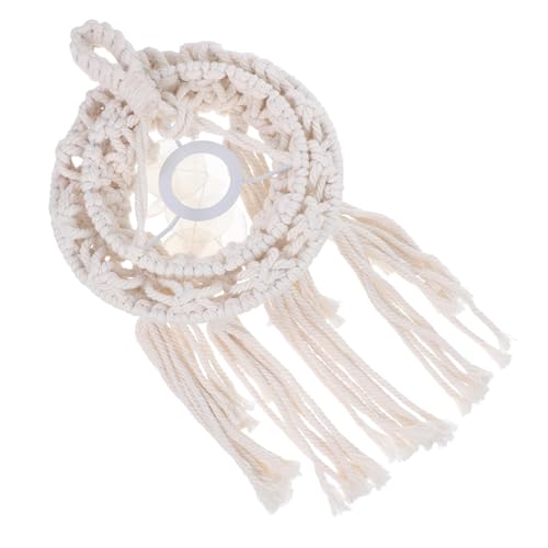 Ciieeo Boho Lampenschirm aus Atmungsaktivem Baumwollgarn Handgewebter Macrame Lamp Shade Leichter Pendelleuchten Schirm Installieren Vielseitig für Wohnzimmer und Schlafzimmer Geeignet von Ciieeo