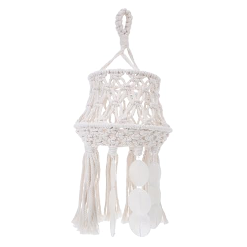 Ciieeo Boho Makramee Lampenschirm aus Atmungsaktivem Baumwollgewebe Handgewebter Runder Lampenschirm für Pendelleuchte Einfache Montage Dekorativ für Wohnzimmer Schlafzimmer Büro und von Ciieeo
