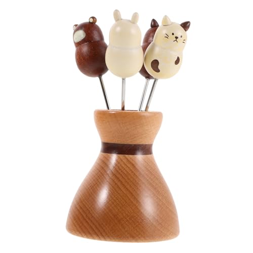 Ciieeo Chinesische Holz Fruchtgabeln mit Metallintarsien und Halter Cartoonartige Cocktail Spieße für Obst Vorspeisen Dessert und Partygebrauch Ciieeo Chinesische Holz Fruchtgabeln mit Metallintarsien und Halter Cartoonartige Cocktail Spieße für Obst Vorspeisen Dessert und Partygebrauch von Ciieeo