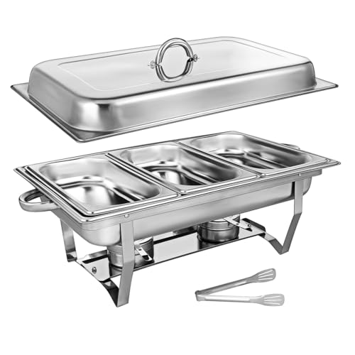 Ciieeo Edelstahl Buffet Set Chafing Dish mit Großem Volumen Robustes Gastro stahlgerät für Catering und Restaurant Vielseitig Leicht zu Reinigen Modernes Design von Ciieeo