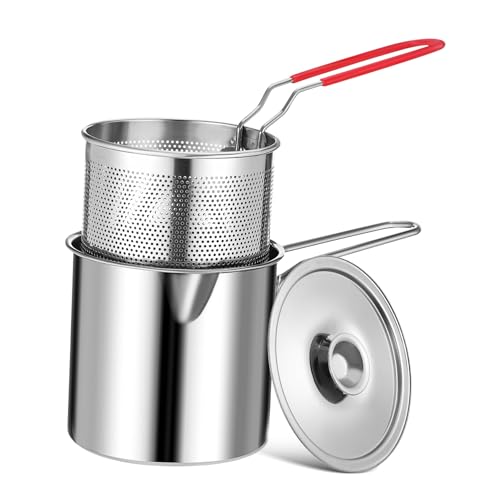 Ciieeo Edelstahl Frittierpfanne mit Integriertem Ölfilter mit Korb und Deckel Multifunktionaler Mini frittierpot für Gesunde Saubere Zubereitung von Eiern Braten und Schmoren Ciieeo Edelstahl Frittierpfanne mit Integriertem Ölfilter mit Korb und Deckel Multifunktionaler Mini frittierpot für Gesunde Saubere Zubereitung von Eiern Braten und Schmoren von Ciieeo