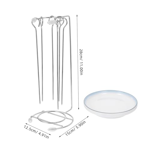 Ciieeo Edelstahl Grillspießhalter Mit Tablett Anti-rutsch-Design Zum Grillen Von Fleisch Gemüse Und Meeresfrüchten Kompakt Und Leicht Für Outdoor-Grillen von Ciieeo