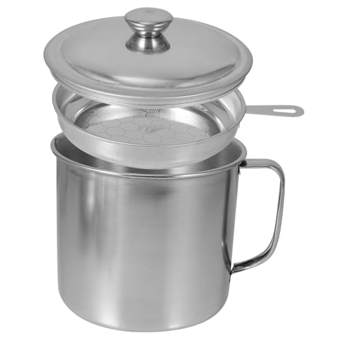 Ciieeo Edelstahl Ölbehälter mit Sieb Ölfilterkanne für Küche Doppelwandig mit Deckel gegen Schmutz und Insekten Praktischer Griff für Leichtes Gießen und Saubere Ölaufbewahrung von Ciieeo