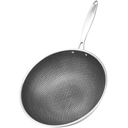 Ciieeo Edelstahl-Wok-Pfanne Mit Antihaftbeschichtung Waben-Pfanne Wok Induktionspfanne Chinesisch-Japanischer Brat-Wok Für Induktions-Keramik- Elektro- Und Gaskochfelder 32 Cm Ciieeo Edelstahl-Wok-Pfanne Mit Antihaftbeschichtung Waben-Pfanne Wok Induktionspfanne Chinesisch-Japanischer Brat-Wok Für Induktions-Keramik- Elektro- Und Gaskochfelder 32 Cm von Ciieeo