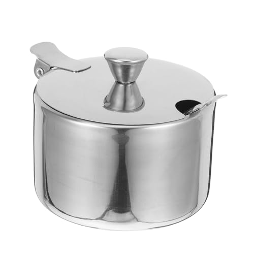 Ciieeo Edelstahl Zuckerbehälter mit Löffel Rundes Gewürzglas Salz Pfefferstreuer Vielseitiger Küchen Vorratsbehälter mit Deckel Rostfrei Leicht zu Reinigen Langlebig von Ciieeo