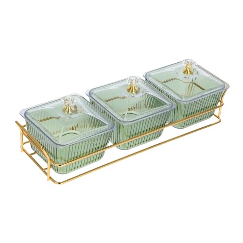 Ciieeo Geteilter Snack Tablett mit Abnehmbarem Fach und Deckel Teiliges Obst und Vorspeisen Serviergeschirr mit Grünem Tablett und Goldfarbenem Ständer Vielseitig und Wiederverwendbar Ciieeo Geteilter Snack Tablett mit Abnehmbarem Fach und Deckel Teiliges Obst und Vorspeisen Serviergeschirr mit Grünem Tablett und Goldfarbenem Ständer Vielseitig und Wiederverwendbar von Ciieeo