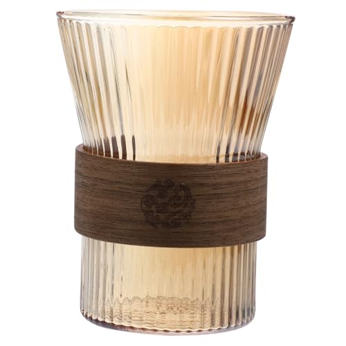 Ciieeo Glas zahnputzbecher mit Holzdetails Robust und Vielseitig Mundspülbecher und Trinkglas für Badezimmer Leicht zu Reinigen Eleganter Badbecher für Tägliche Mundpflege von Ciieeo